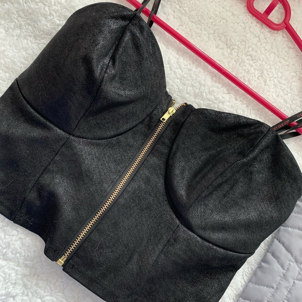 Faux suede crop/tube top
